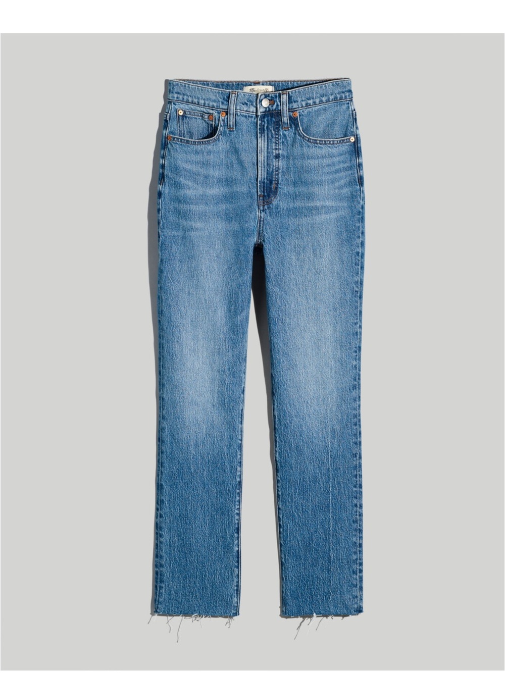 Madewell Raw-Hem Straight Leg Denim in Medium Blue